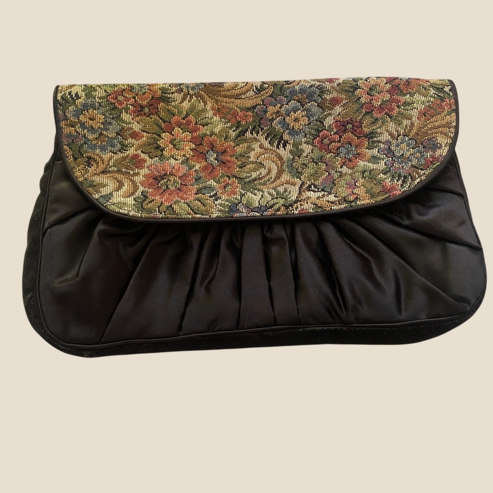 Vintage Tapestry Clutch Bag Jacquard Whimsical Retro VTG Evening Floral